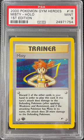Pokemon Misty Holo 1st Edition Gym Heroes 18/132 PSA 9