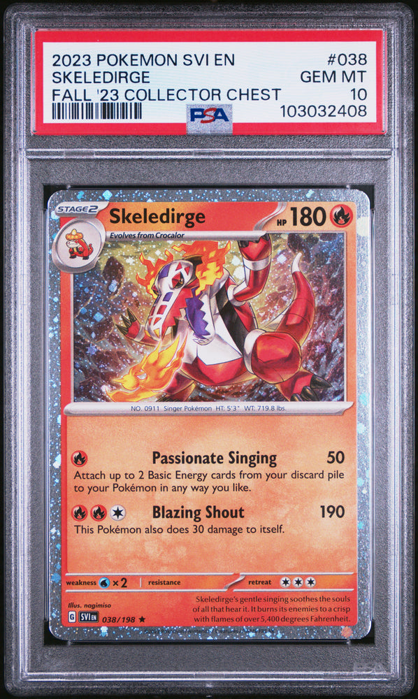Pokemon Skeledirge Cosmos Holo 🔥POP 13🔥 Fall 23 Collector Chest 038 PSA 10