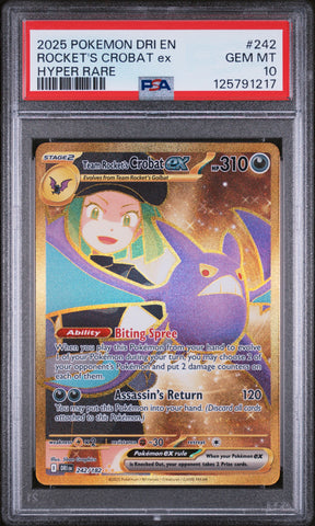 Pokemon Team Rocket's Crobat EX Hyper Rare Dri En-Destined Rivals 242/182 PSA 10