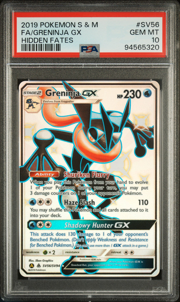 Pokemon Greninja Gx Hidden Fates Sv56/sv94 PSA 10