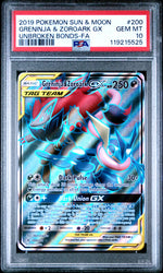 Pokemon Greninja & Zoroark GX Unbroken Bonds 200/214 PSA 10