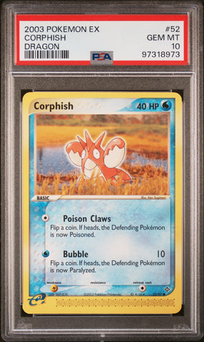 Pokemon Corphish 🔥POP 17🔥 2003 EX Dragon 52/97 PSA Gem Mint 10