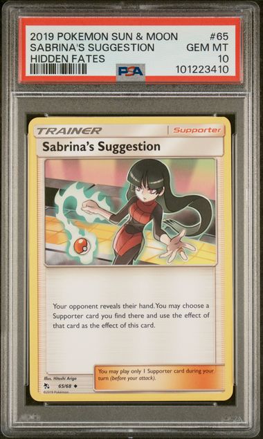 PSA 10 - 2019 Sun & Moon Hidden Fates Sabrina's Suggestion 65/68 Pokemon Card