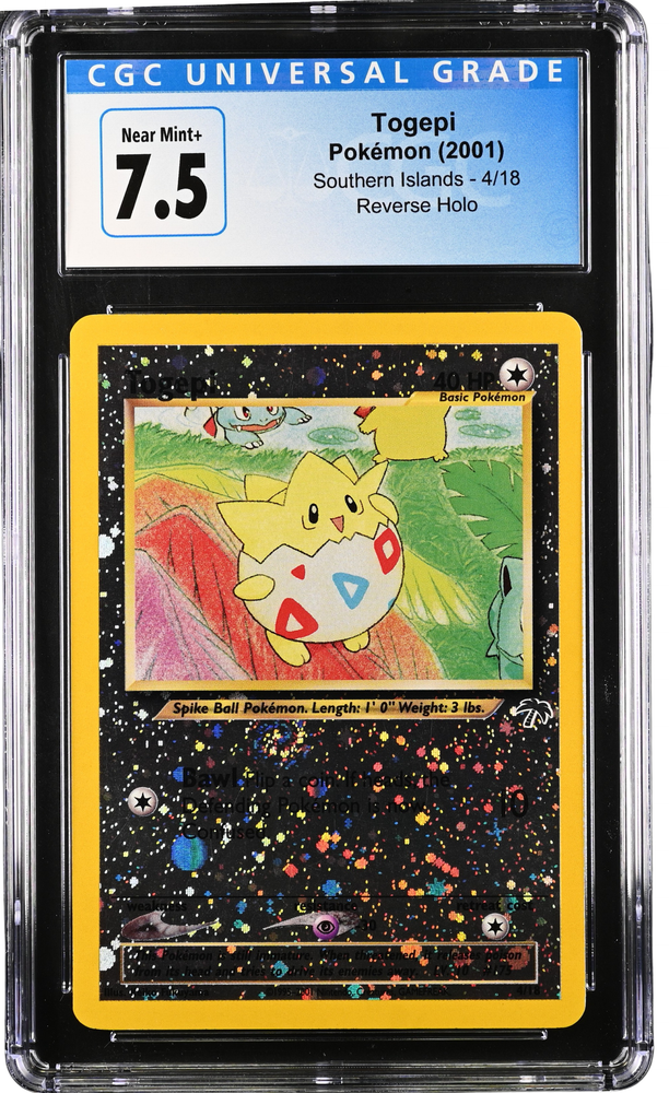CGC 7.5 - 2001 Southern Islands Togepi 4/18 REVERSE HOLO SWIRL