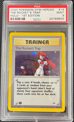Pokemon The Rocket's Trap Holo 1st Edition Gym Heroes 19/132 PSA 9