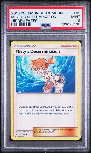 PSA 9 - 2019 Sun & Moon Hidden Fates Misty's Determination 62/68 Pokemon Card