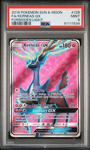 PSA 9 - 2018 Pokemon Sun & Moon Forbidden Light 126/131 Full Art Xerneas GX