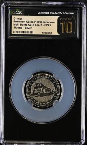 Pokemon Grimer Sludge 1999 Meiji Battle Coin Series 2 SP25 CGC Pristine 10 🔥POP 10🔥