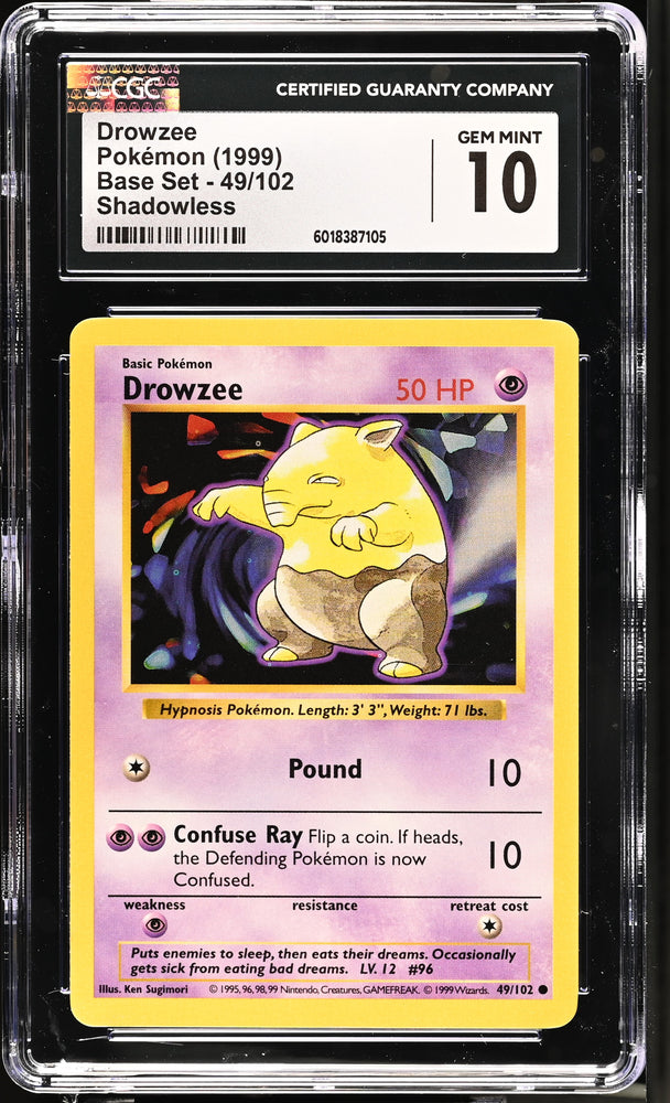 CGC 10 GEM MINT - 1999 Base Set Drowzee 49/102 SHADOWLESS