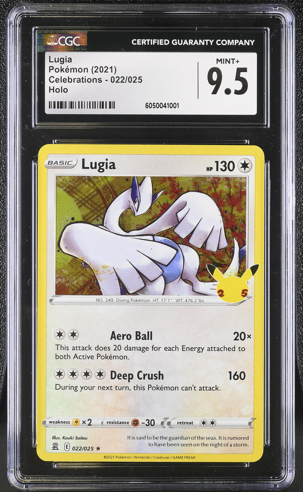Pokemon Lugia 022/025 Celebrations 25th Anniversary Stamped CGC 9.5 Mint+ Pokemon Card