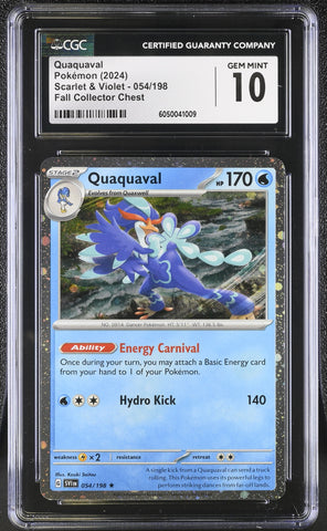 Pokemon Quaquaval Cosmos Holo??POP 3?? Scarlet & Violet 054/198 CGC Gem Mint 10