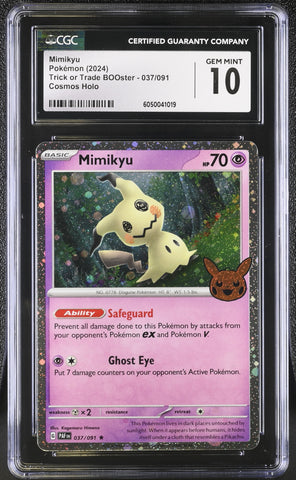 Pokemon Mimikyu Cosmos Holo Trick Or Trade Booster 037/091 CGC Gem Mint 10