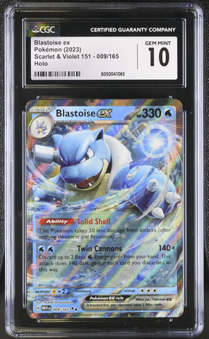 Pokemon Blastoise ex Holo Double Rare 2023 S&V 151 009/165 CGC Gem Mint 10