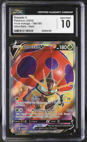 Pokemon Orbeetle V Ultra Rare Holo Vivid Voltage 166/185 CGC Gem Mint 10