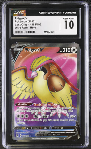 Pokemon Pidgeot V Ultra Rare Holo Lost Origin 188/196 CGC Gem Mint 10