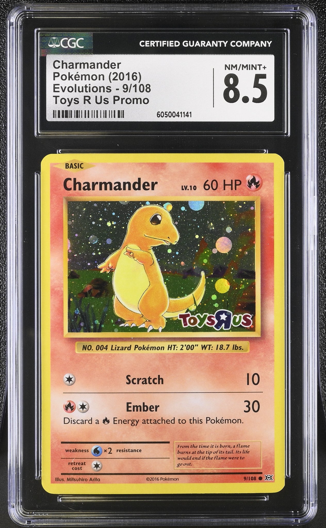 Pokemon Charmander Toys R Us Stamped XY Evolutions 9/108 CGC 8.5 NM/Mi Pokemon Charmander Toys R Us Stamped XY Evolutions 9/108 CGC 8.5 NM/Mi