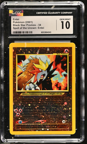 CGC 10 GEM MINT - 2001 WOTC Black Star Promo Entei # 34 COSMOS HOLO