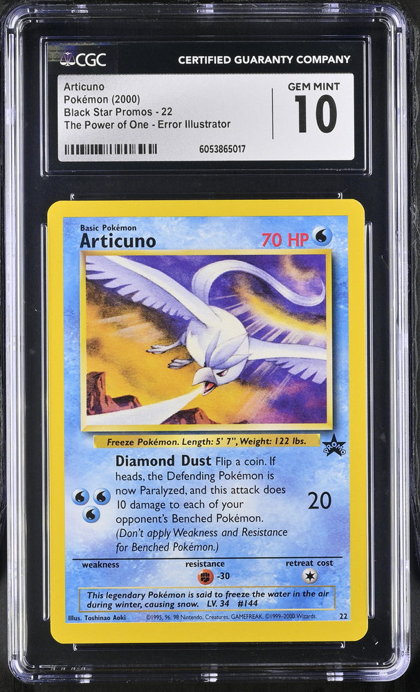 Pokemon 2002 WOTC Black Star PROMO Articuno 22 CGC Gem Mint 10