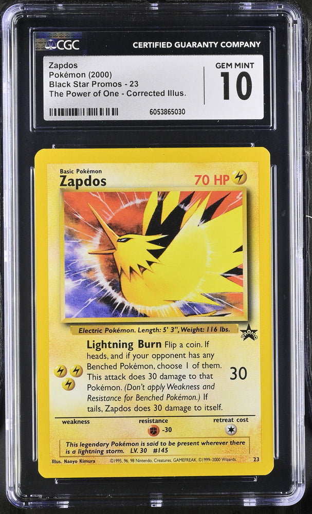 CGC 10 - 2000 WOTC Black Star PROMO Zapdos # 23 Pokemon Card CORRECTED