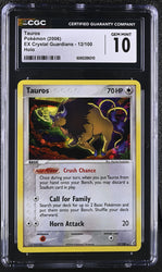 Pokemon Tauros Holo EX Crystal Guardians 12/100 CGC Gem Mint 10 🔥POP 13🔥