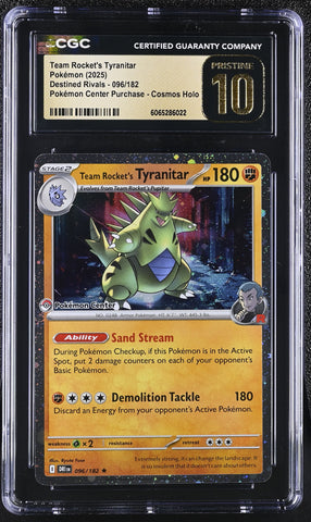 Team Rocket's Tyranitar ??POP 44?? Pokemon Center 096/182 CGC Pristine 10