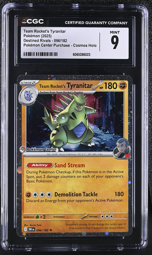 Pokemon Team Rocket's Tyranitar Pokemon Center Exclusive 2025 S&V Promos 096/182 CGC Mint 9