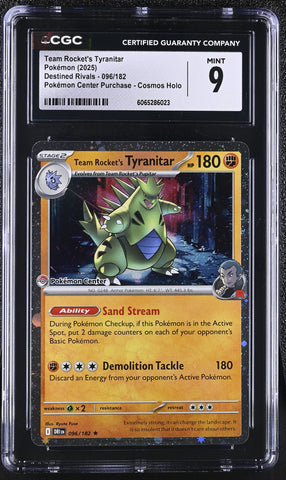 Pokemon Team Rocket's Tyranitar Pokemon Center Exclusive 2025 S&V Promos 096/182 CGC Mint 9