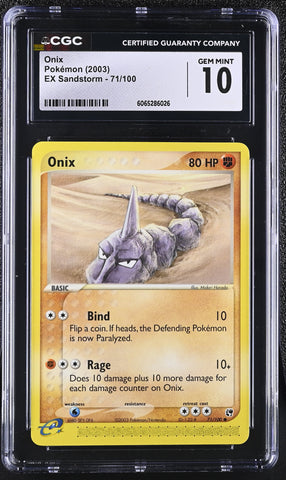 Pokemon Onix EX Sandstorm 71/100 CGC Gem Mint 10