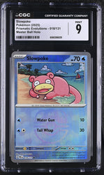 Pokemon Slowpoke Master Ball Reverse Holo 2025 Prismatic Evolutions 018/131 CGC Mint 9