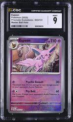 Pokemon Espeon Master Ball Reverse Holo 2025 Prismatic Evolutions 033/131 CGC Mint 9