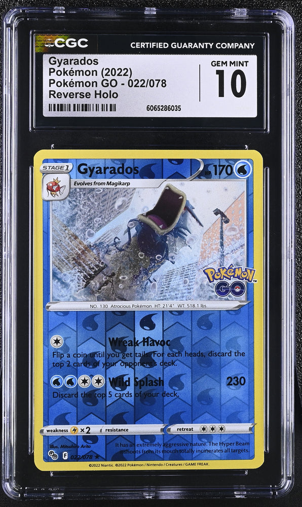 Pokemon Gyarados Reverse Holo Pokemon Go 022/078 CGC Gem Mint 10