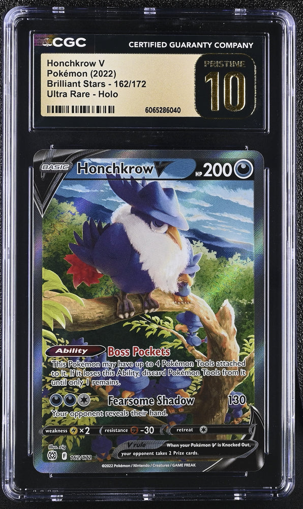 Pokemon Honchkrow V Ultra Rare Holo Brilliant Stars 162/172 CGC Pristine 10