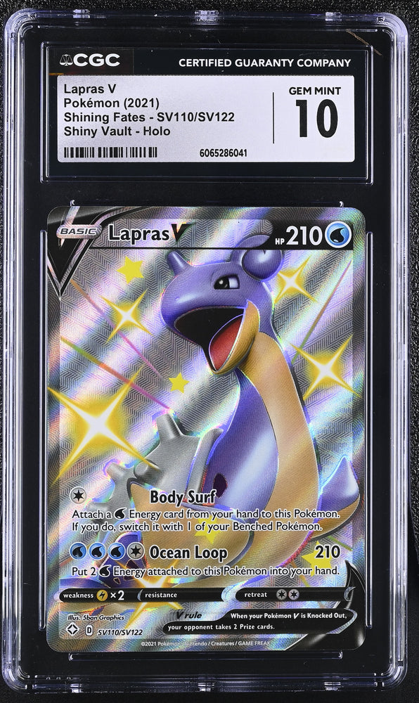 Pokemon Lapras V Shiny Vault Holo Shining Fates Sv110/sv122 CGC Gem Mint 10