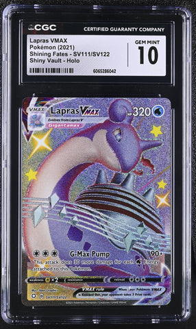 Pokemon Lapras Vmax Shiny Vault Holo Shining Fates Sv111/sv122 CGC Gem Mint 10