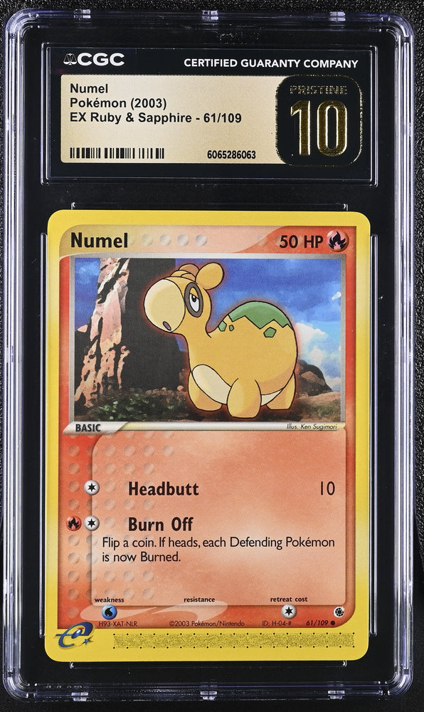 Pokemon Numel ??POP 10?? EX Ruby & Sapphire 61/109 CGC Pristine 10