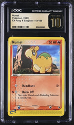 Pokemon Numel ??POP 10?? EX Ruby & Sapphire 61/109 CGC Pristine 10