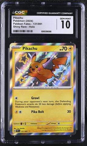 Pokemon Pikachu Shiny Rare Holo Paldean Fates 131/091 CGC Gem Mint 10