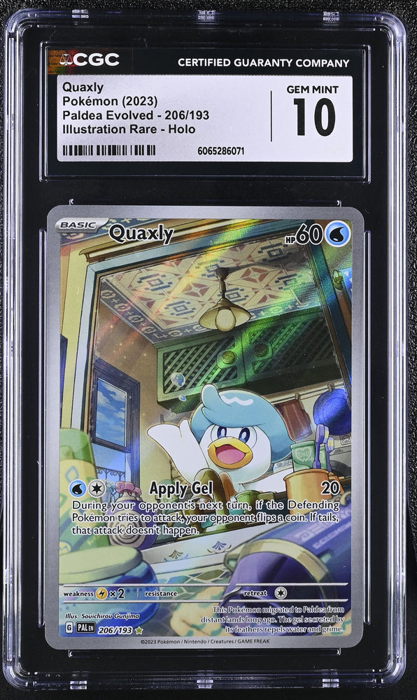 Pokemon Quaxly Illustration Rare Holo Paldea Evolved 206/193 CGC Gem Mint 10