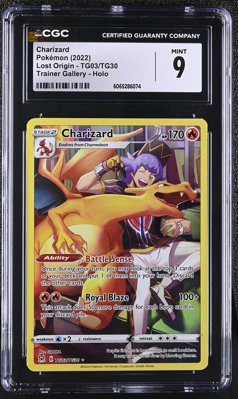 Pokemon Charizard Trainer Gallery Holo Lost Origin Tg03/tg30 CGC Mint 9 Pokemon Charizard Trainer Gallery Holo Lost Origin Tg03/tg30 CGC Mint 9