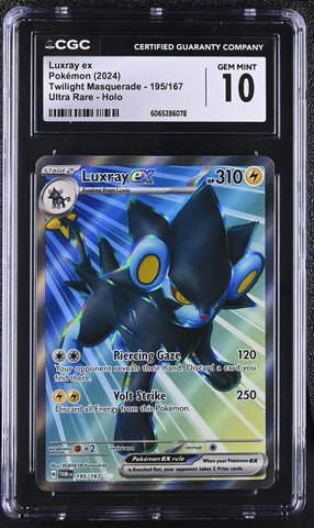 Pokemon Luxray EX Ultra Rare Holo Twilight Masquerade 195/167 CGC Gem Mint 10
