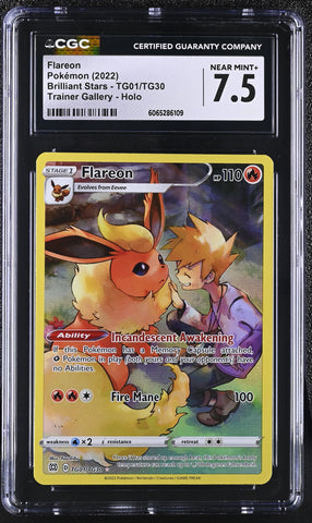 Pokemon Flareon Trainer Gallery Holo 2022 Brilliant Stars TG01 CGC Near Mint+ 7.5