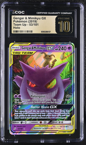 Pokemon Gengar & Mimikyu GX Tag Team??POP 17?? Team Up 53/181 CGC Pristine 10