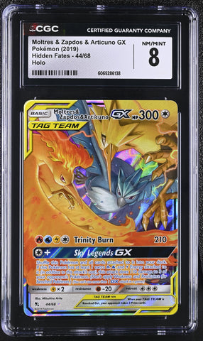 Pokemon Moltres & Zapdos & Articuno GX Tag Team 2019 S&M Hidden Fates 44/68 CGC NM/Mint 8