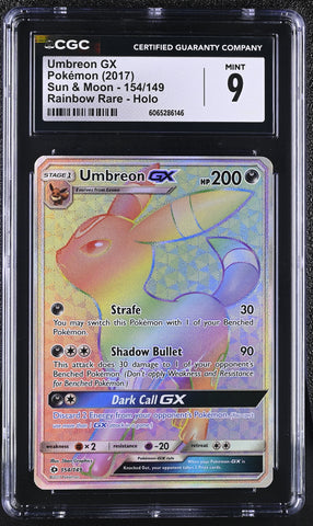 Pokemon Umbreon GX Rainbow Rare Holo Sun & Moon 154/149 CGC Mint 9
