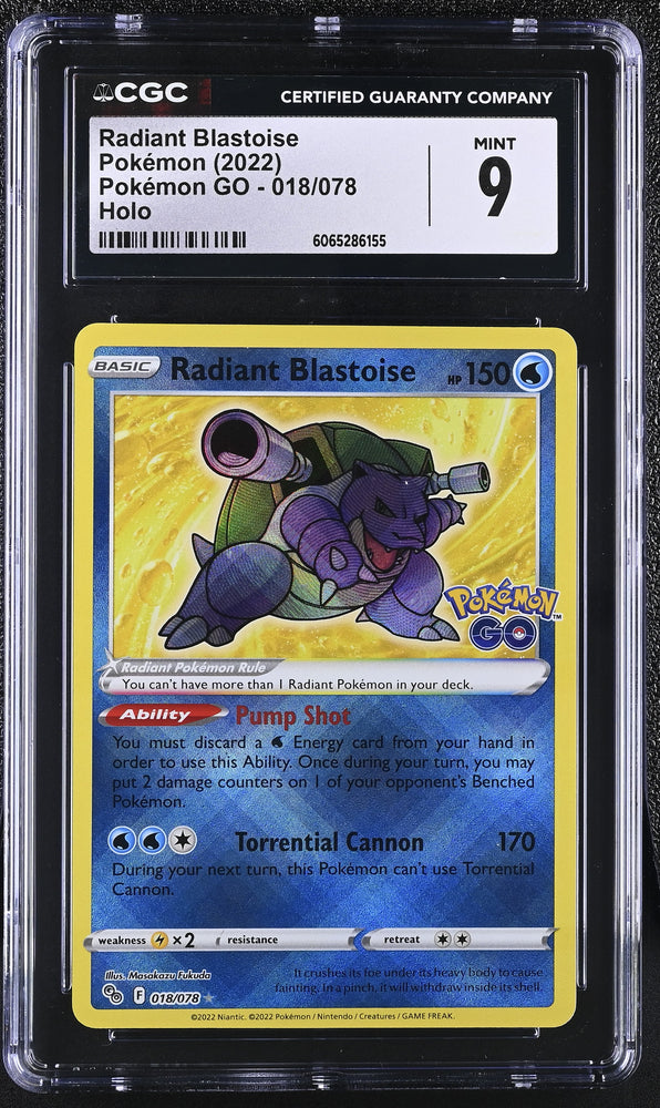 Pokemon Radiant Blastoise Holo 2022 Pokemon GO 018/078 CGC Mint 9