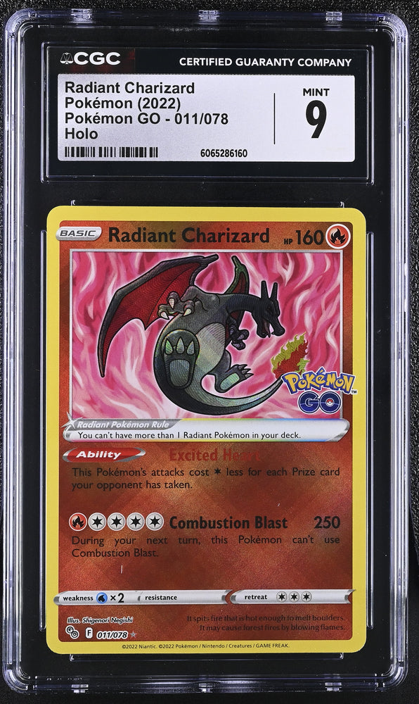 Pokemon Radiant Charizard Holo 2022 Pokemon GO 011/078 CGC Mint 9