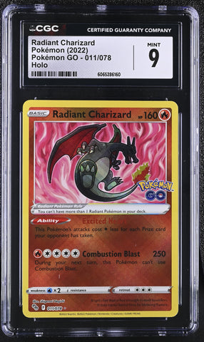 Pokemon Radiant Charizard Holo 2022 Pokemon GO 011/078 CGC Mint 9