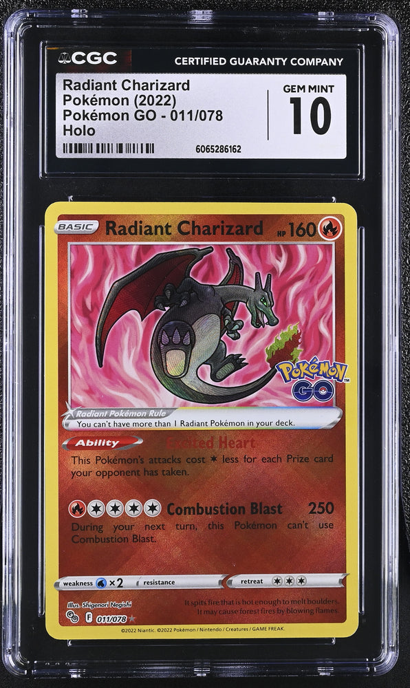 Pokemon Radiant Charizard Holo 2022 Pokemon GO 011/078 CGC Gem Mint 10