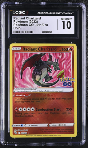 Pokemon Radiant Charizard Holo 2022 Pokemon GO 011/078 CGC Gem Mint 10