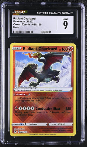Pokemon Radiant Charizard Holo 2023 SW&SH Crown Zenith 020/159 CGC Mint 9